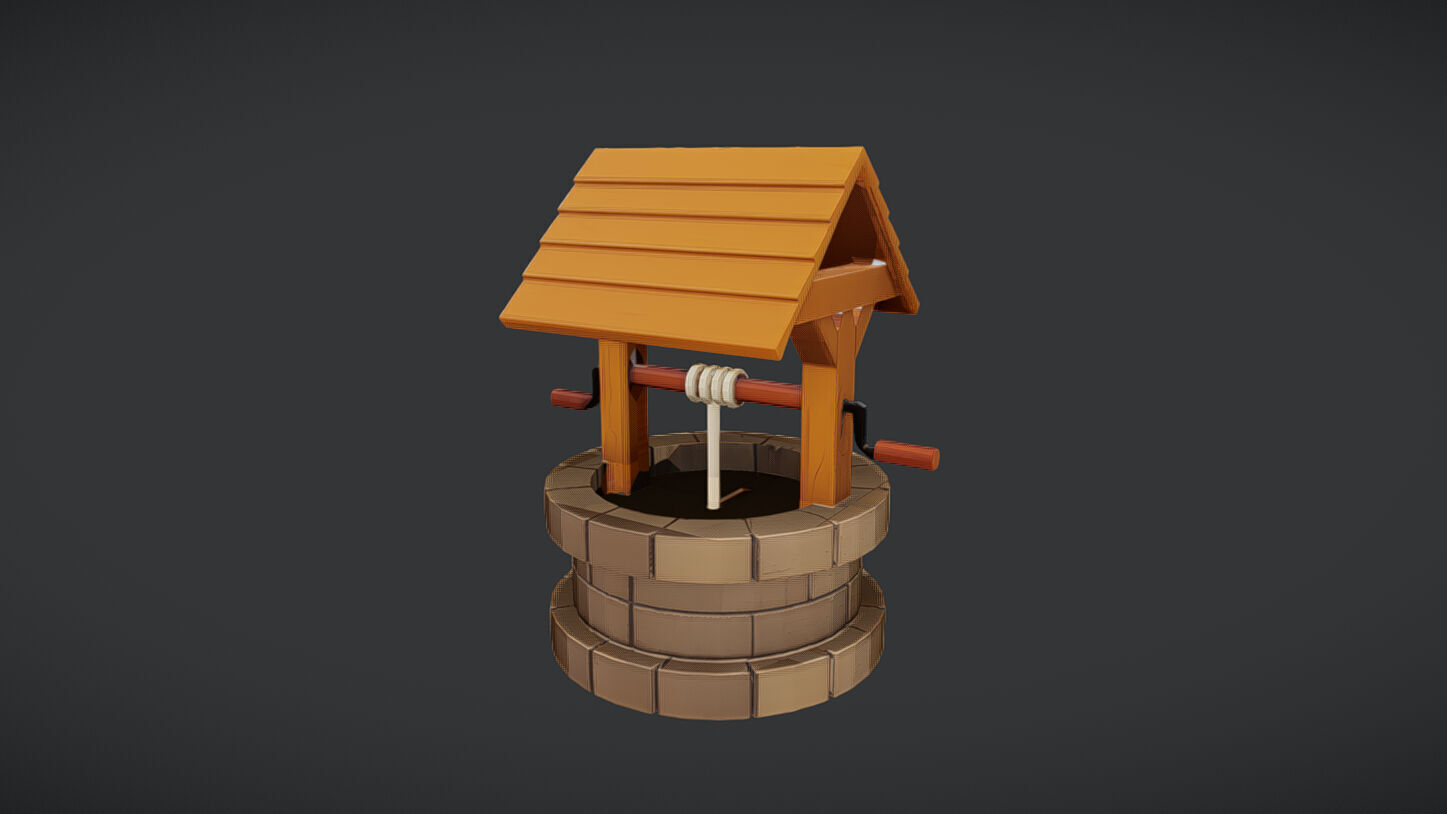 A small decorative water well model 3D model_2