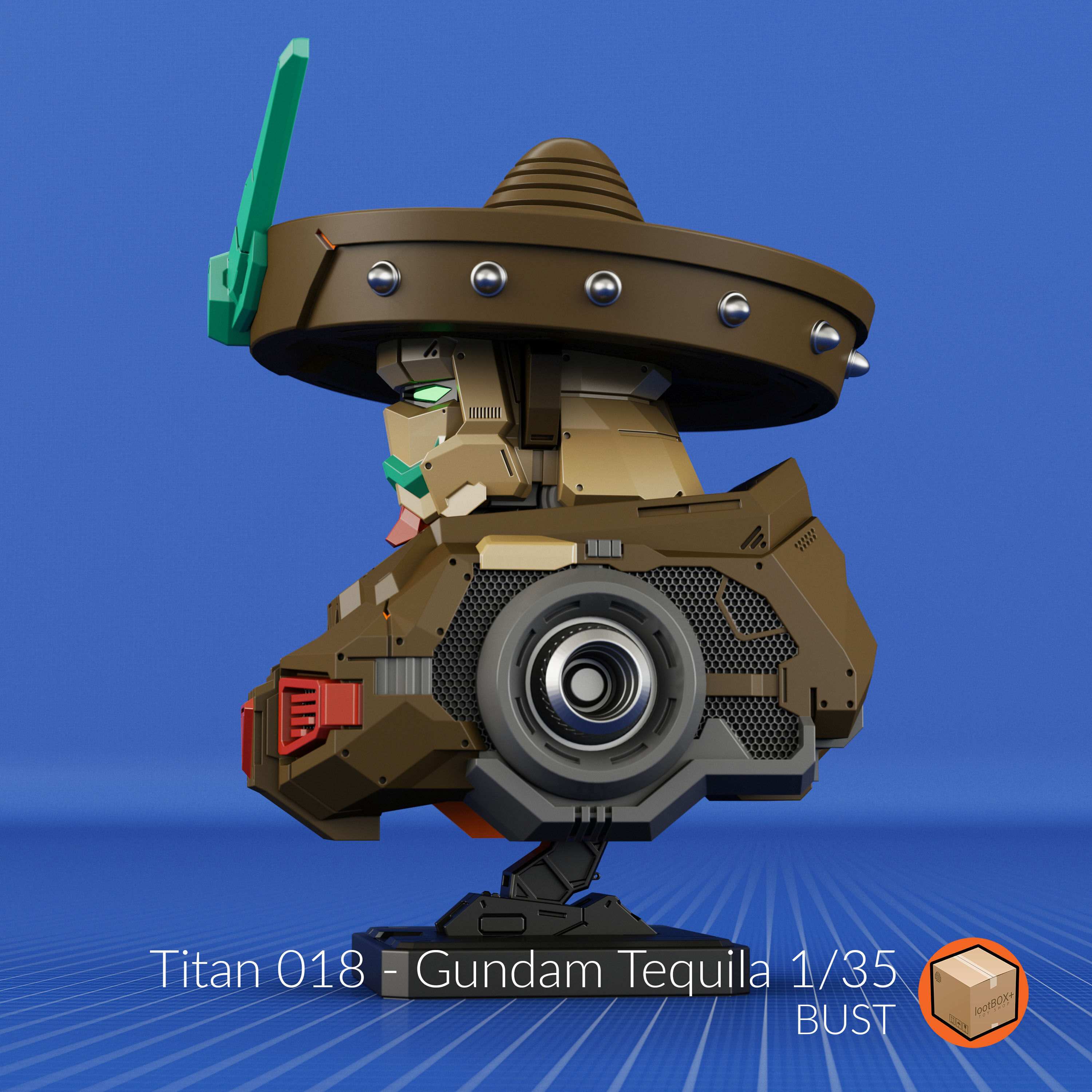 Titan 018 - Aka Tequila Gundam Bust 3D print model_1