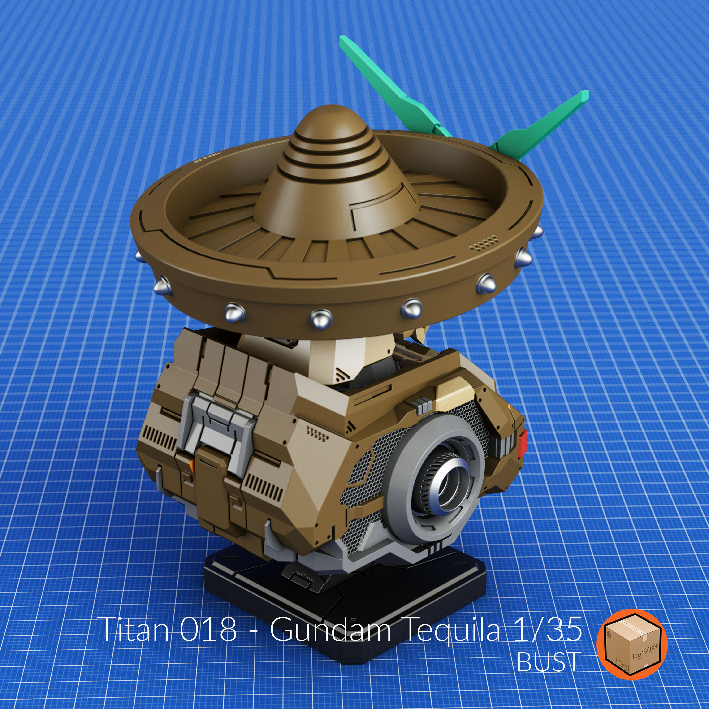 Titan 018 - Aka Tequila Gundam Bust 3D print model_3