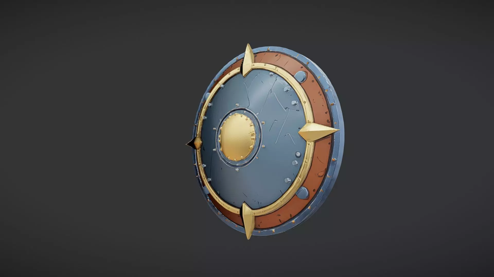 medieval shield with spikes 3D model_0