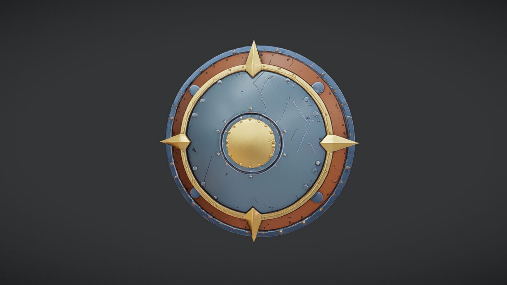 medieval shield with spikes 3D model_3