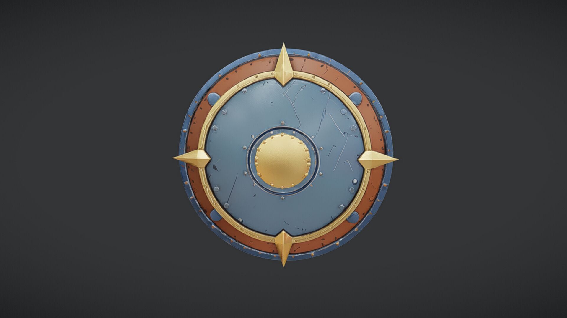 medieval shield with spikes 3D model_4