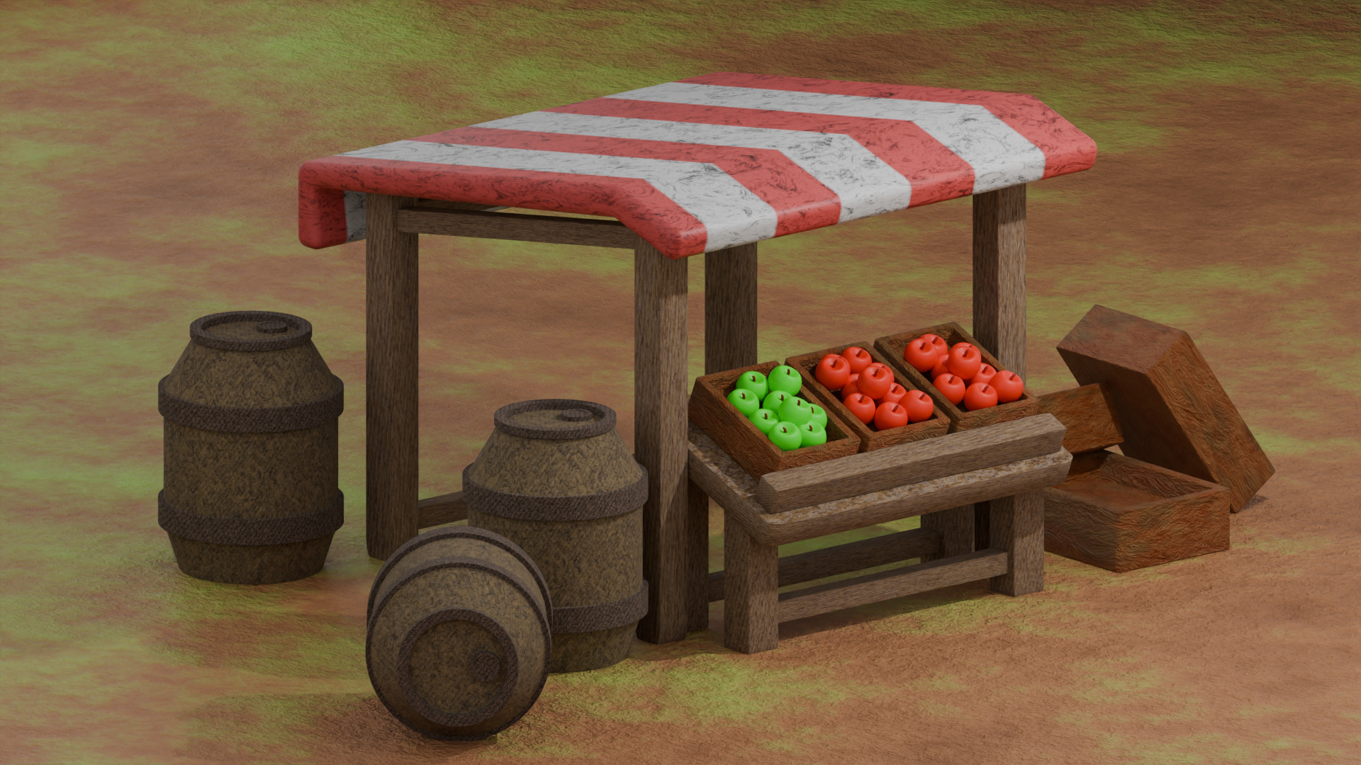 Medieval Apple Shop 3D model_4