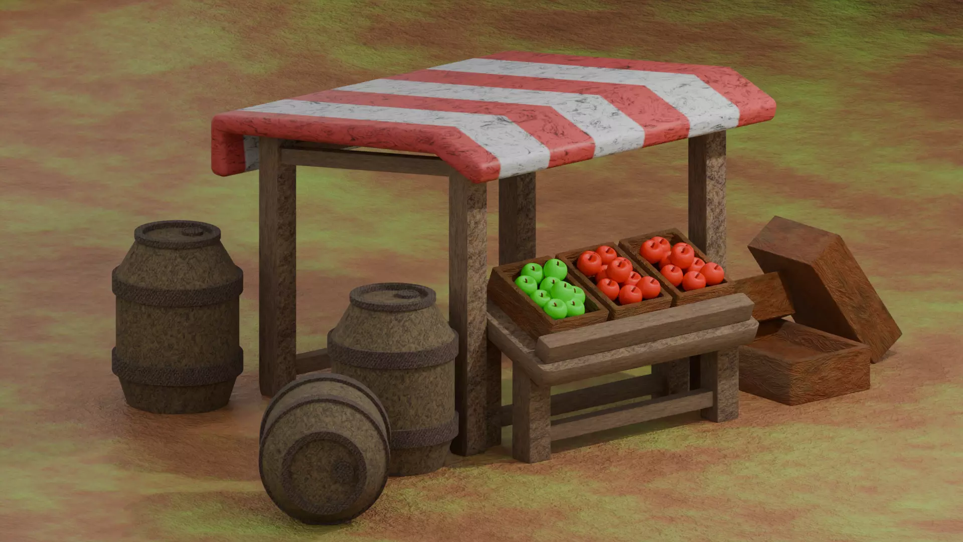 Medieval Apple Shop 3D model_0