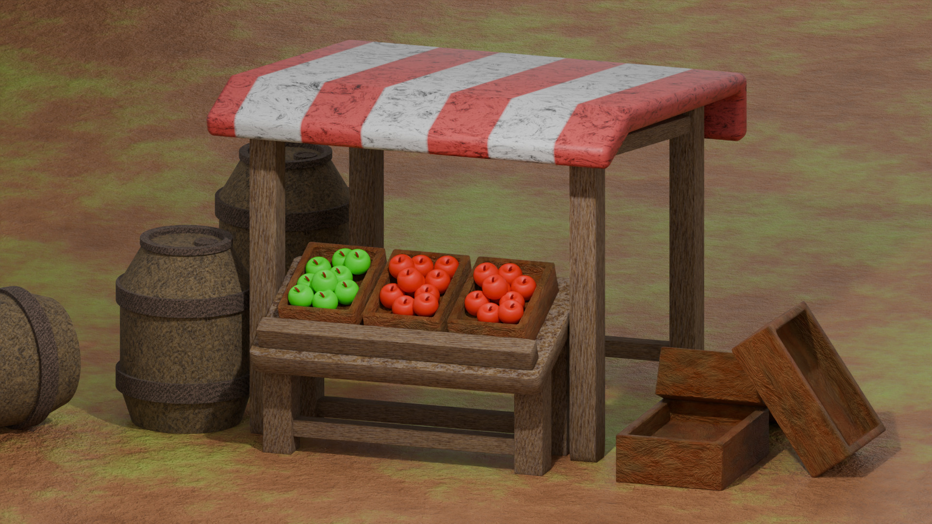 Medieval Apple Shop 3D model_11