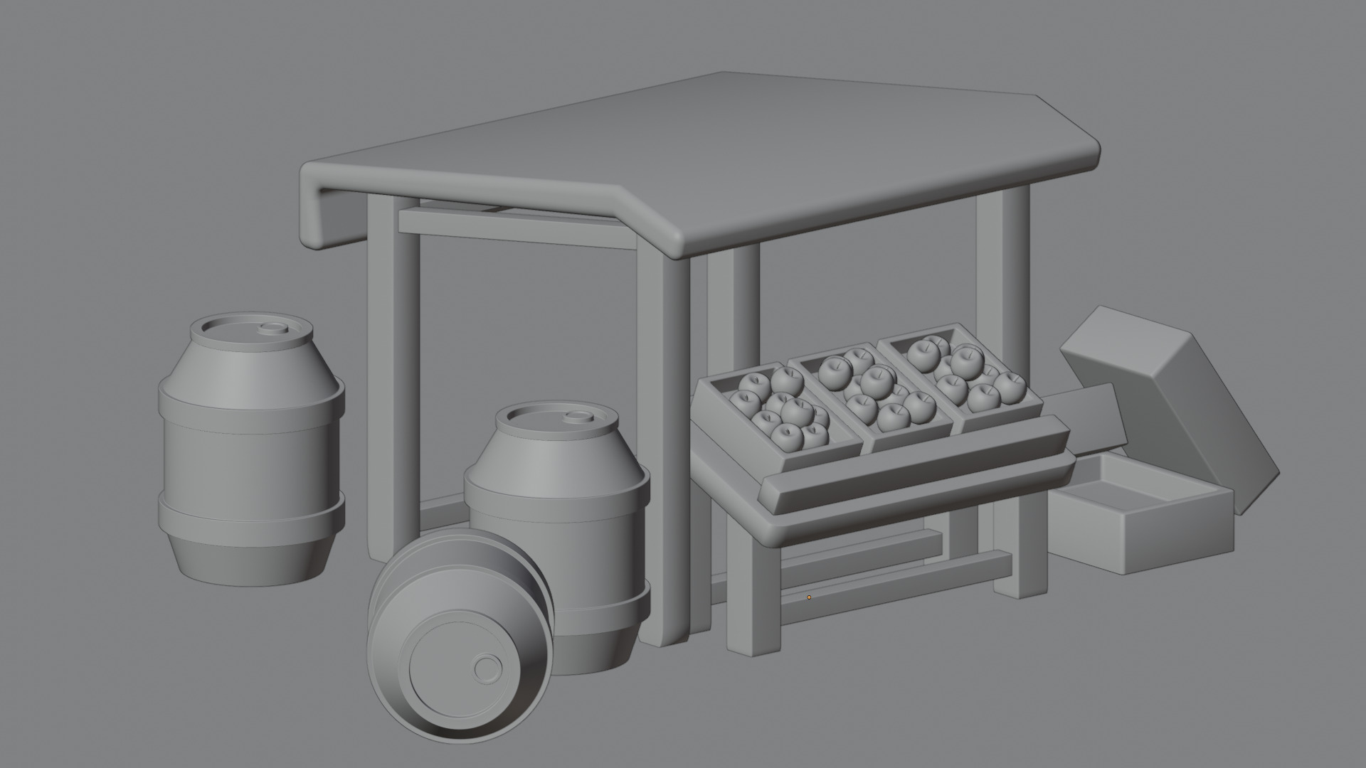 Medieval Apple Shop 3D model_3