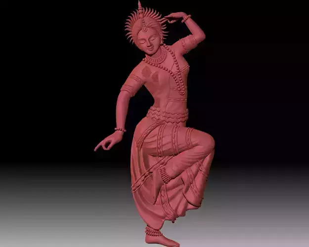 Dancing Indian Goddess 3D Bas Relief for CNC and 3D Print