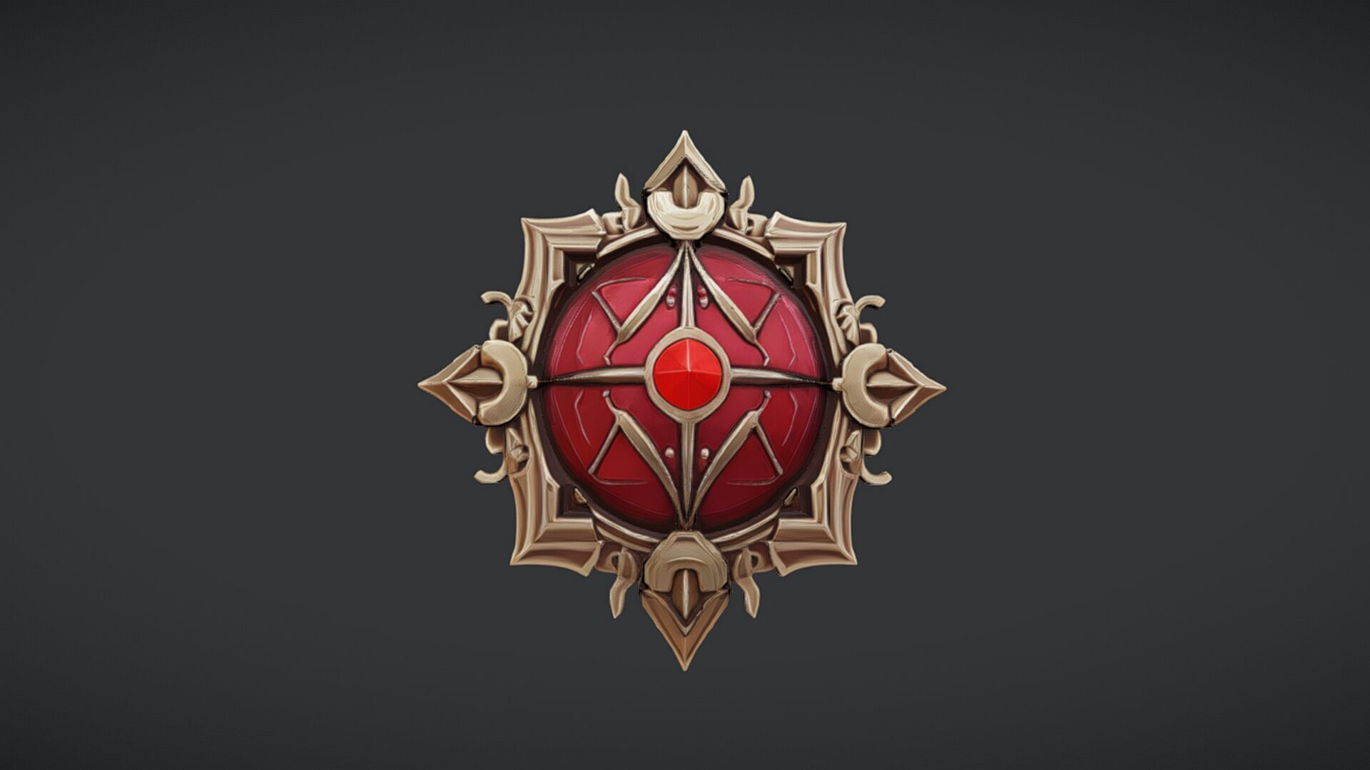 ornate red jewel emblem 3D model_1