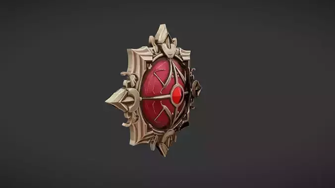 ornate red jewel emblem