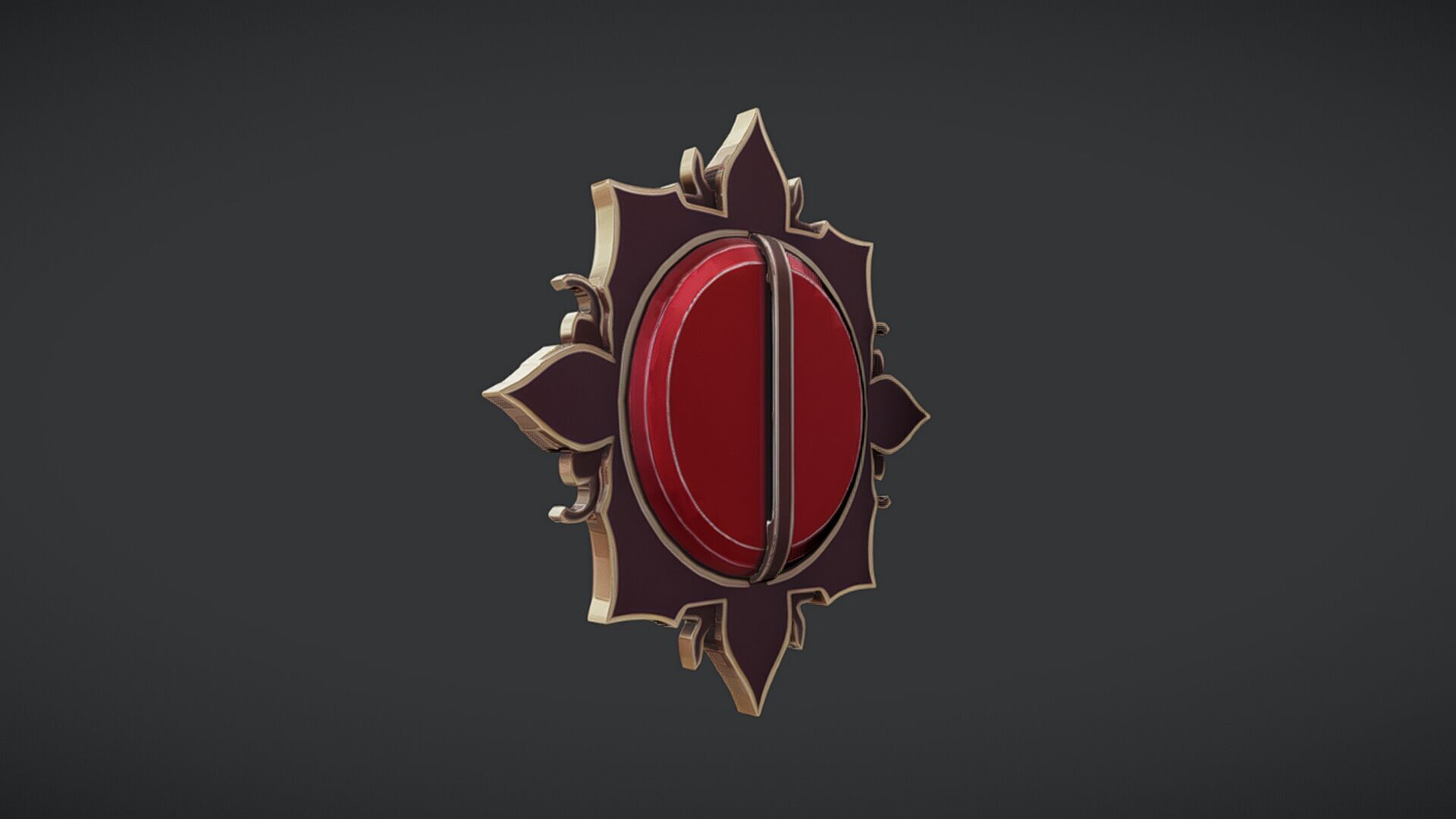 ornate red jewel emblem 3D model_2