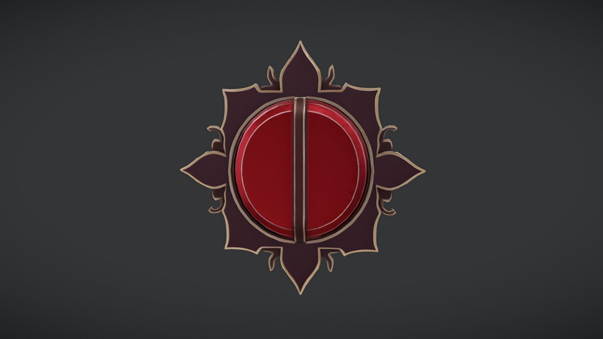 ornate red jewel emblem 3D model_3
