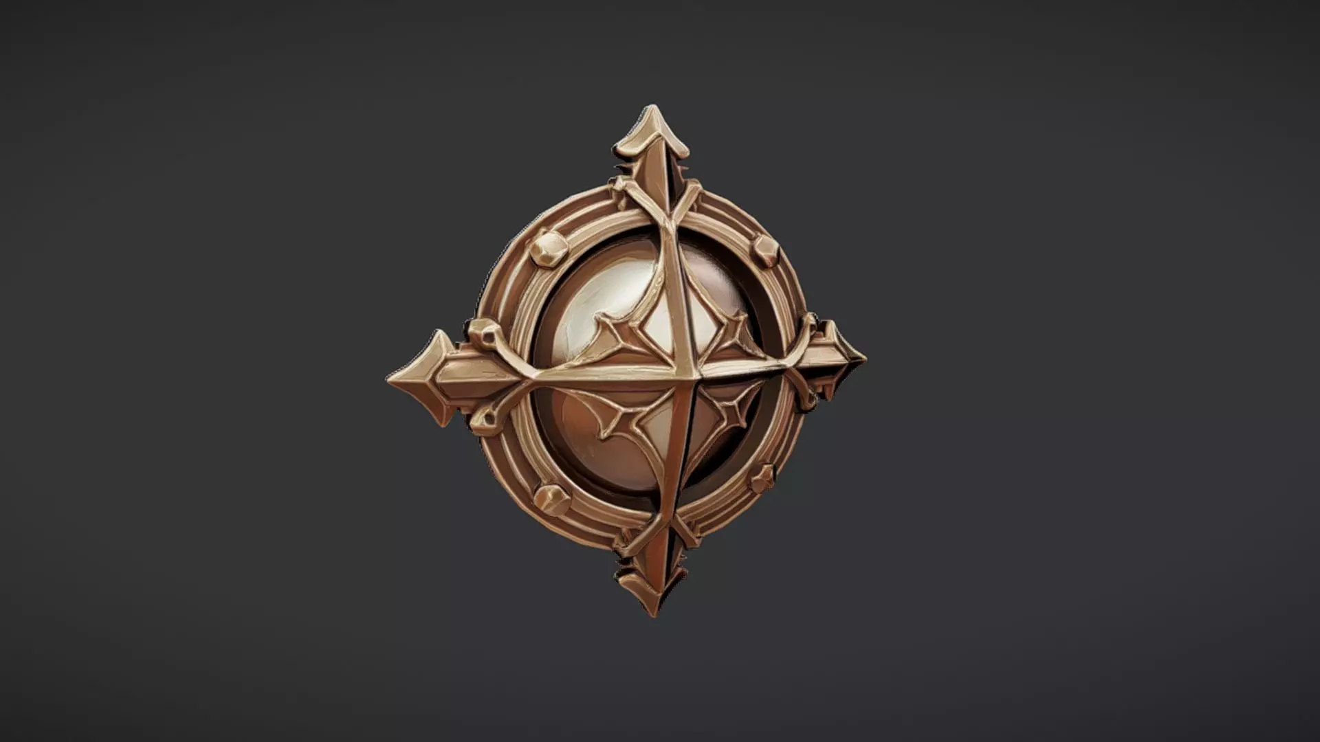 ornate circular emblem with cross design 3D model_0