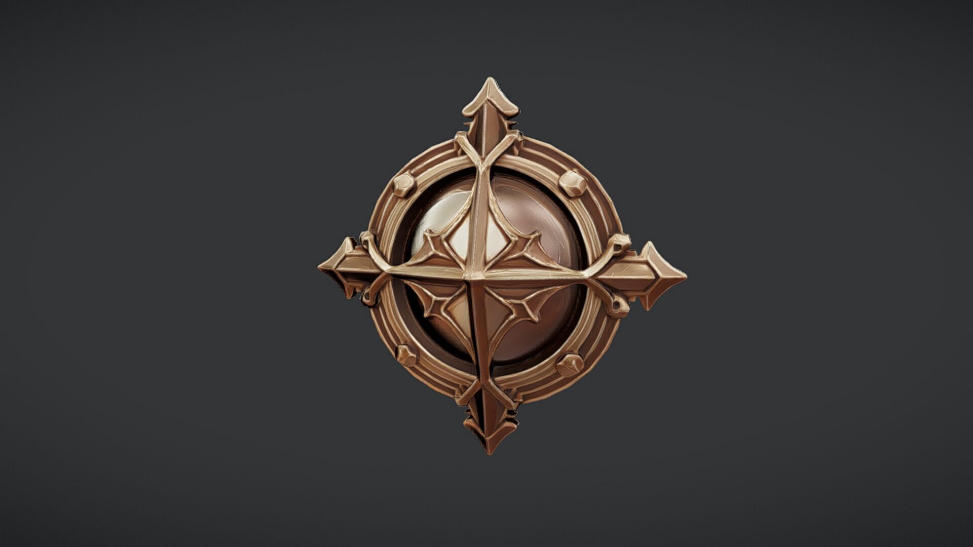 ornate circular emblem with cross design 3D model_3