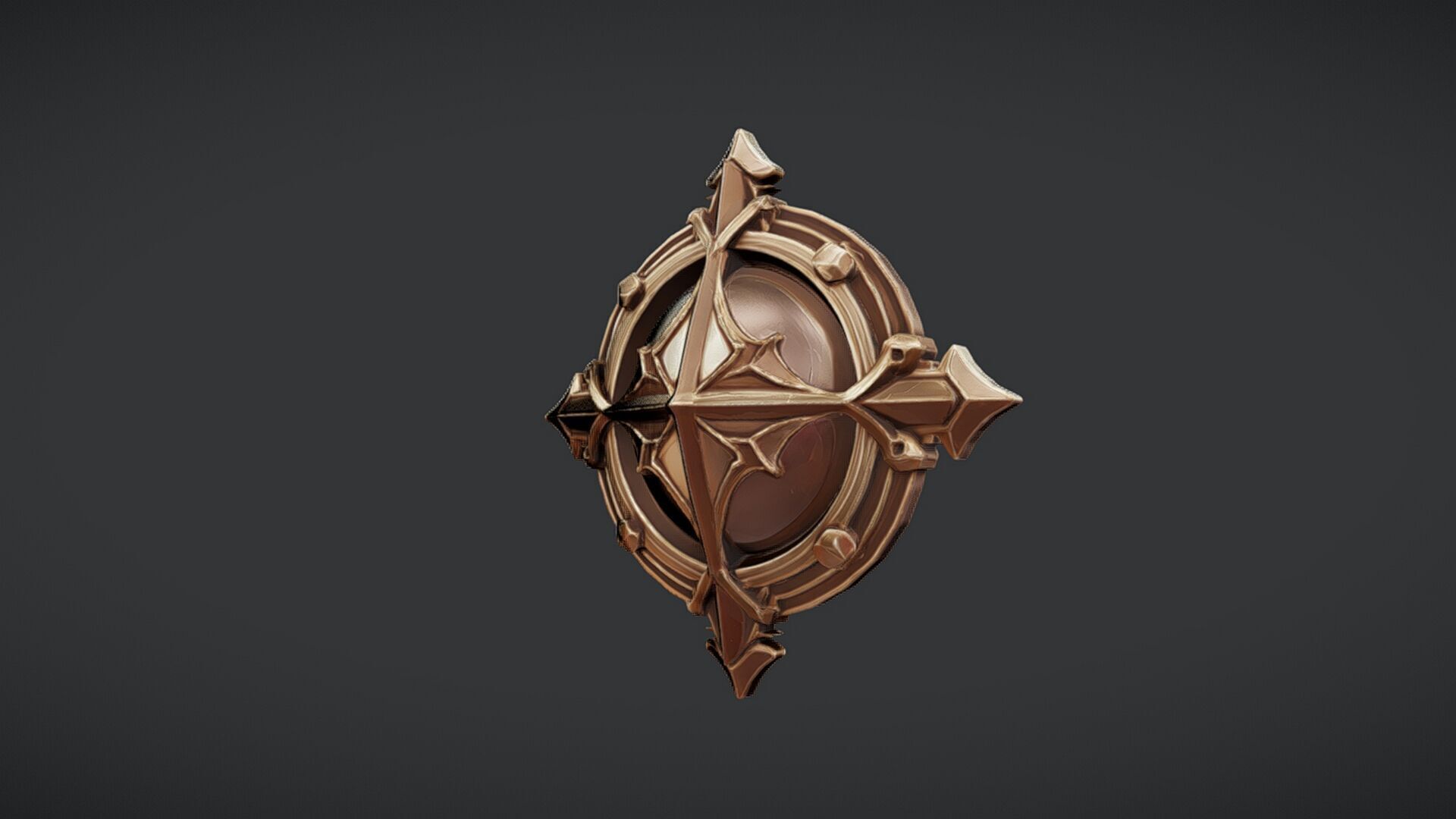 ornate circular emblem with cross design 3D model_2