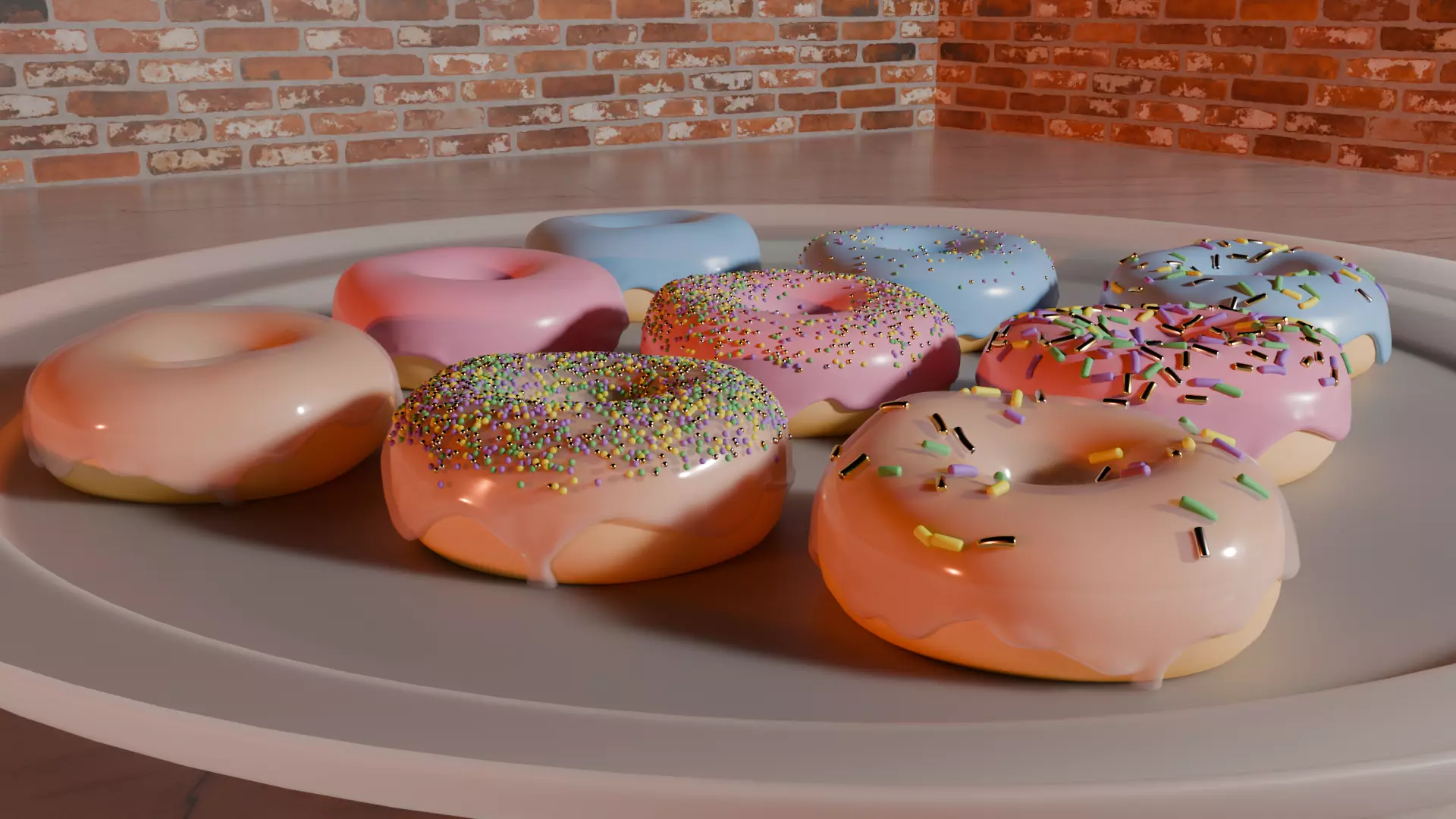 Donuts made from the BlenderGuru Tutorial Series Free 3D model