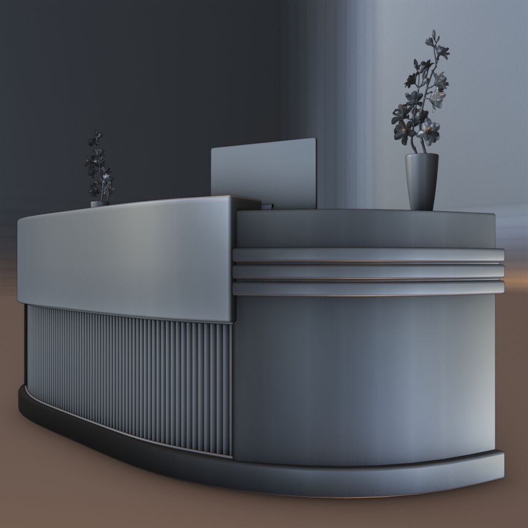 Reception Desk 8 Low-poly 3D model_3
