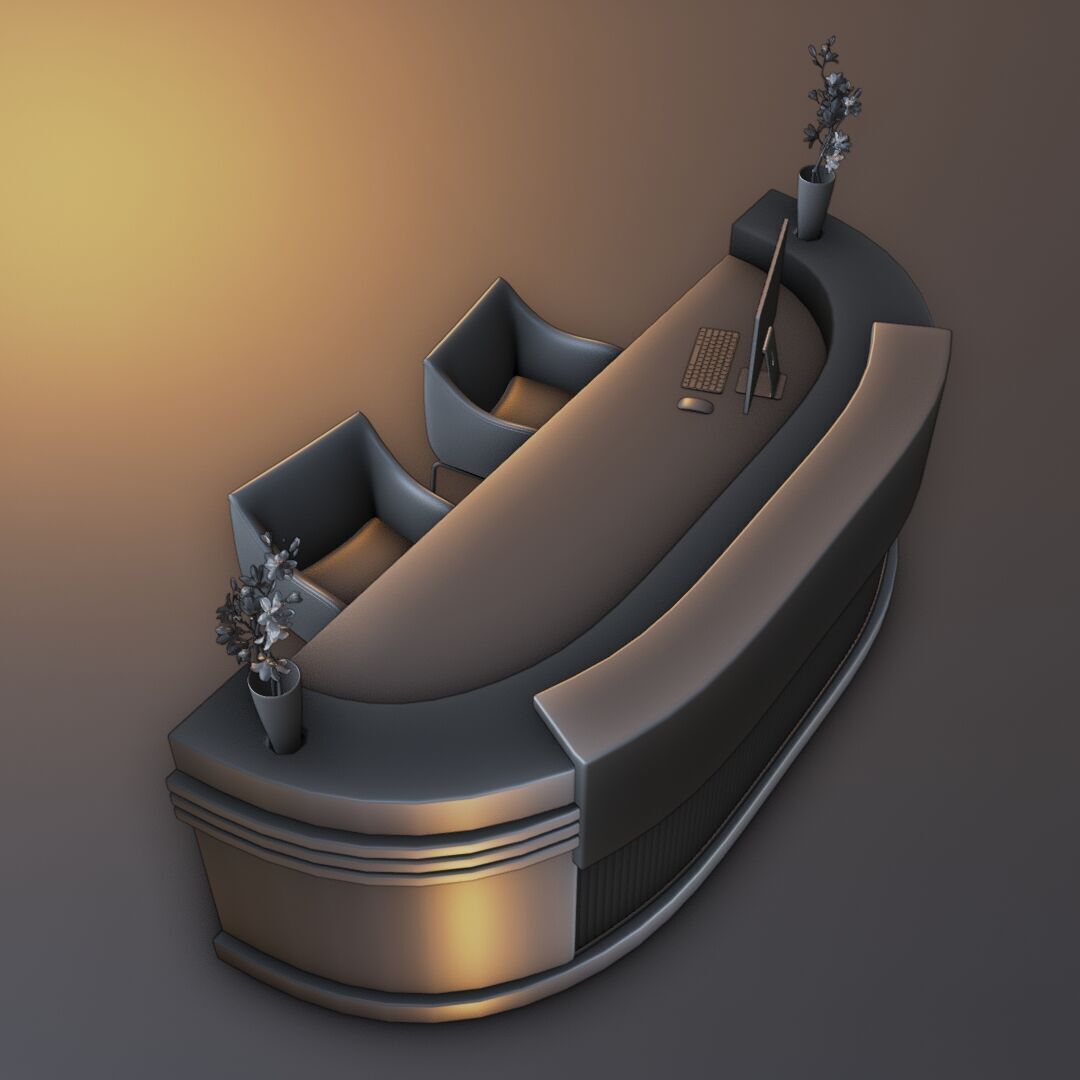Reception Desk 8 Low-poly 3D model_9