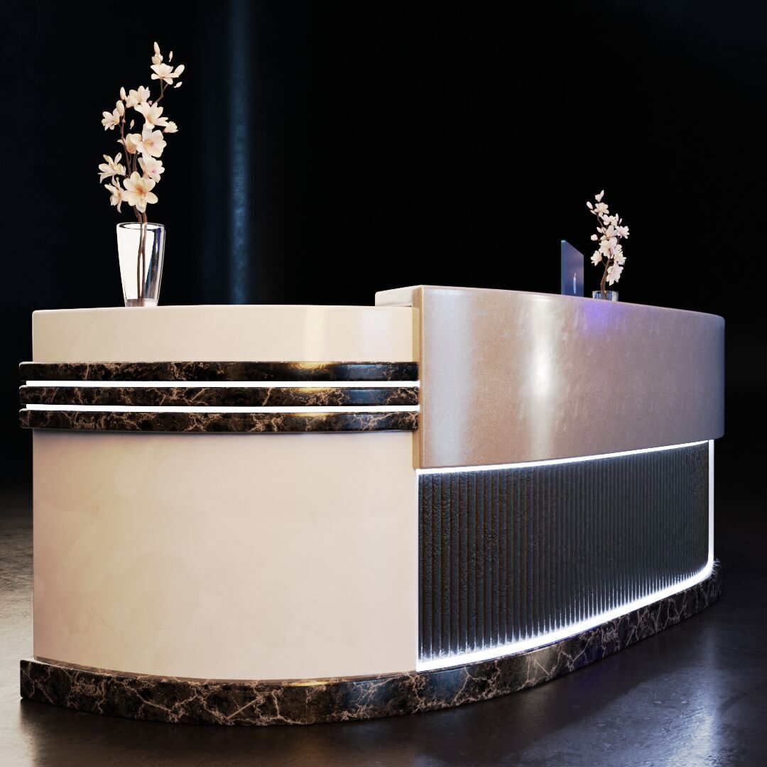 Reception Desk 8 Low-poly 3D model_4