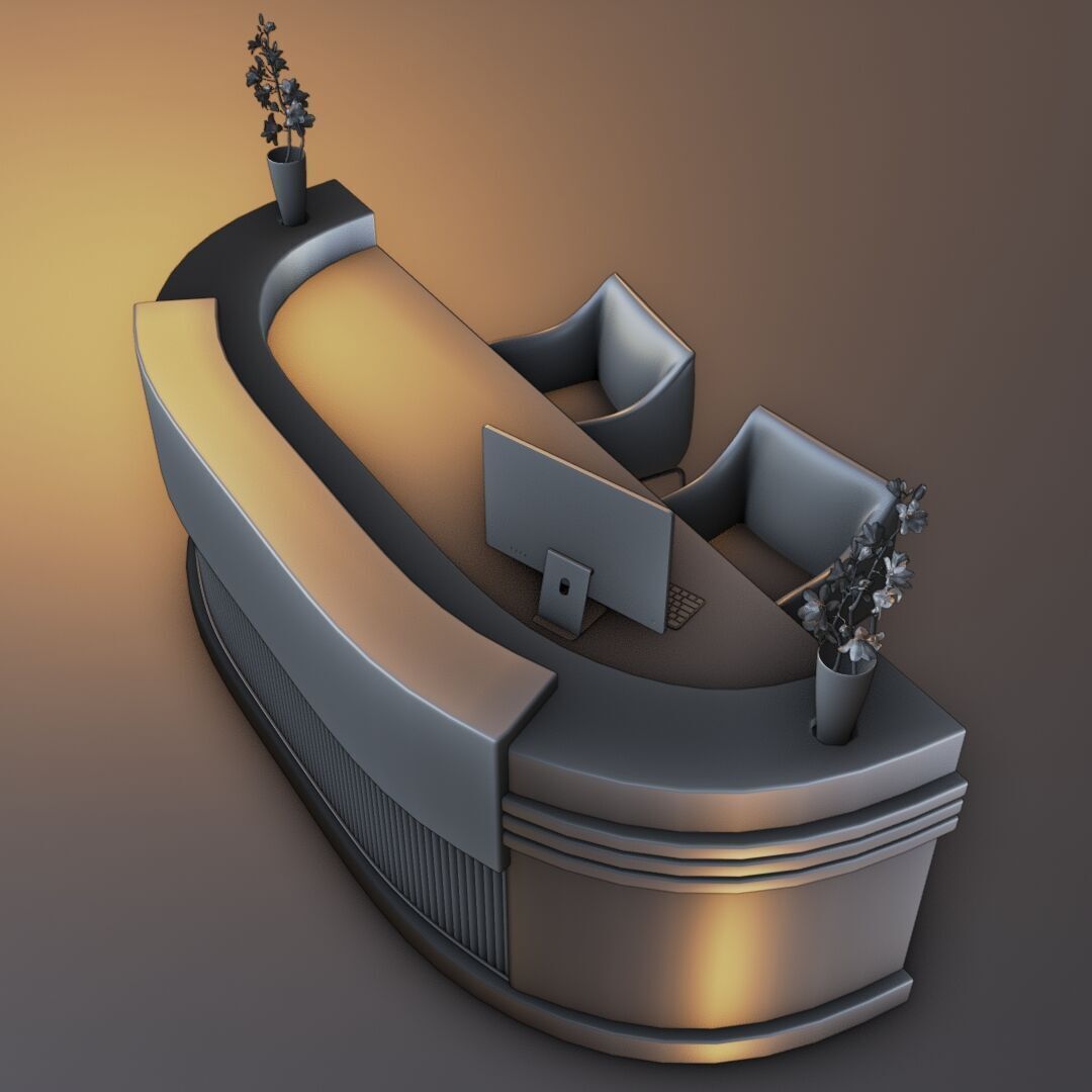 Reception Desk 8 Low-poly 3D model_7