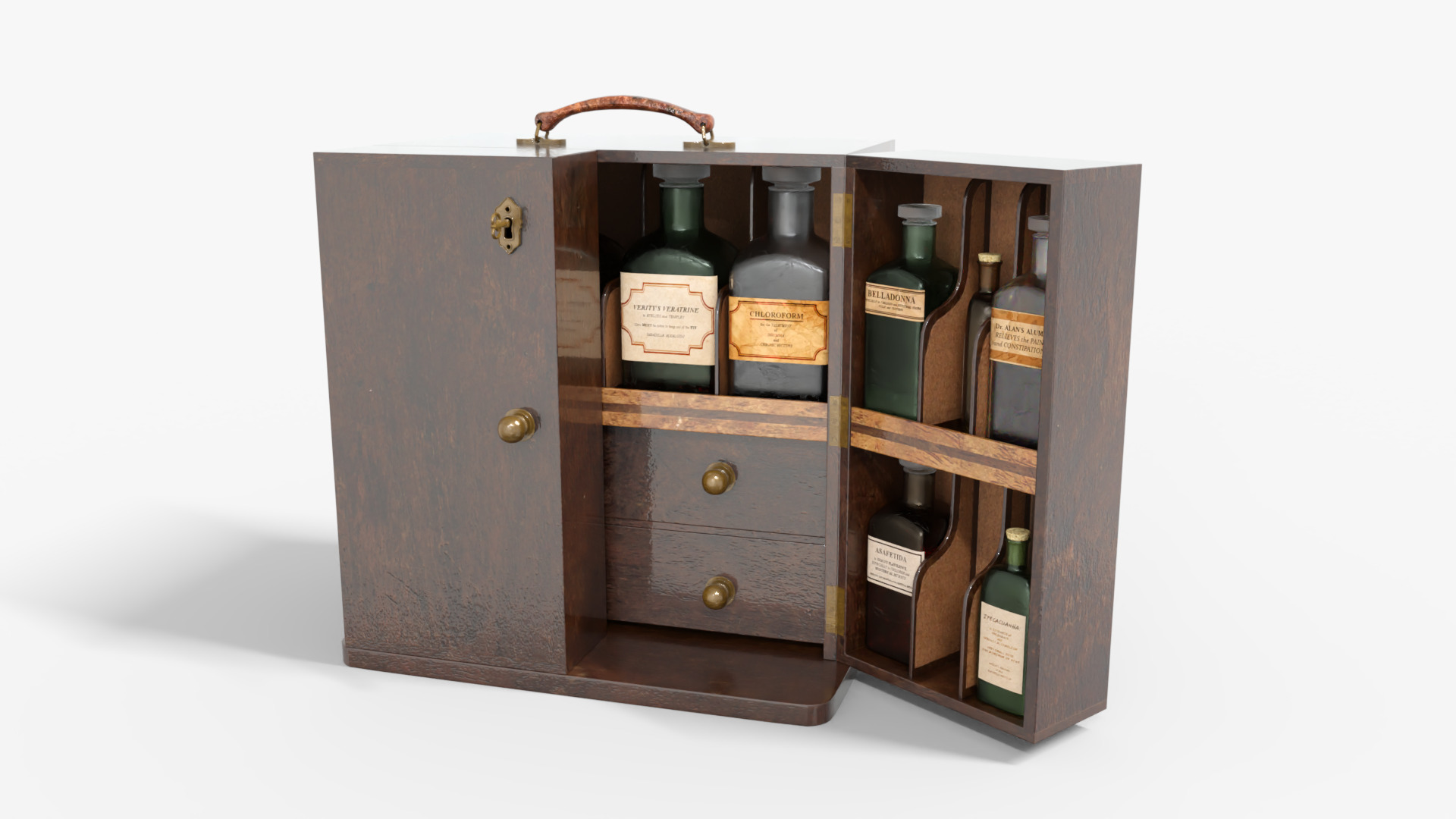 Medical Chest With Bottles Low-poly 3D model_2