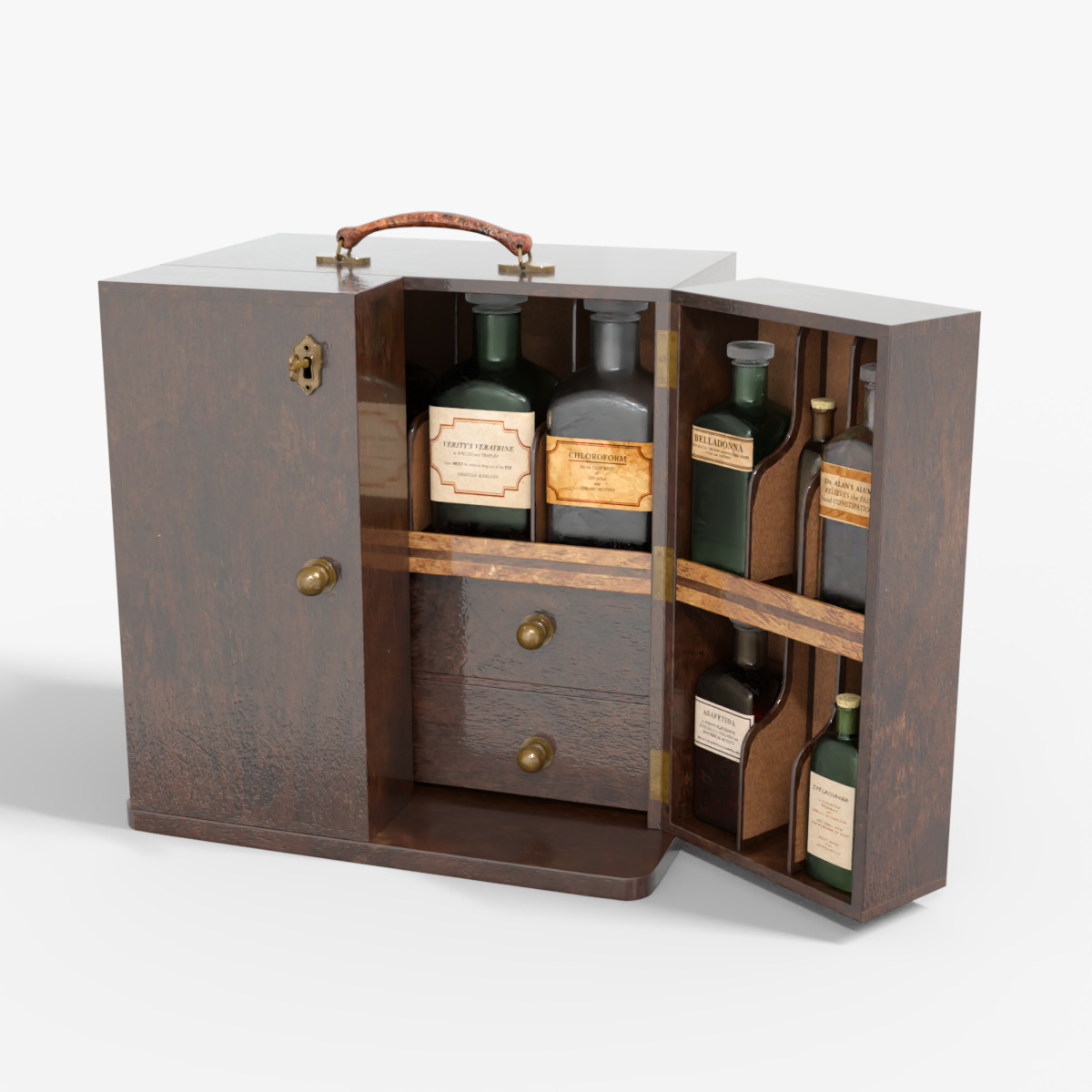 Medical Chest With Bottles Low-poly 3D model_9