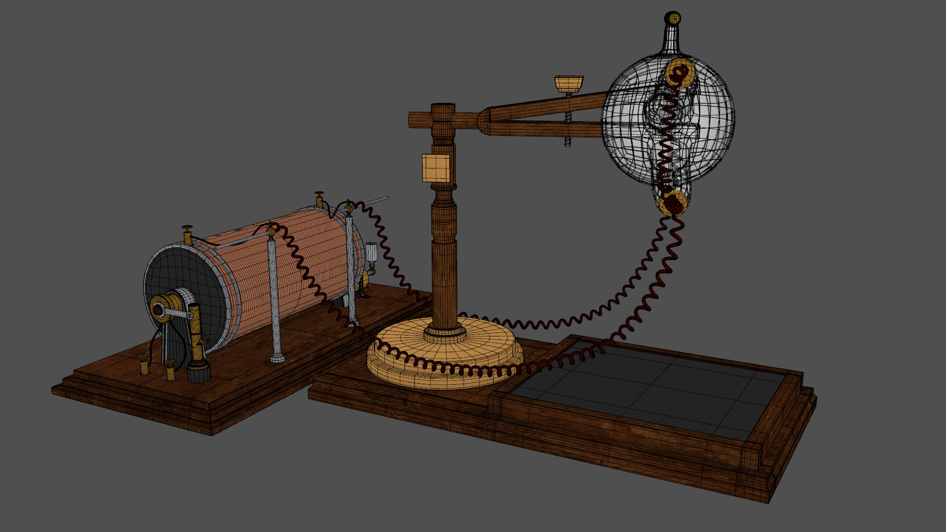 Victorian x ray machine 1895 Low-poly 3D model_9