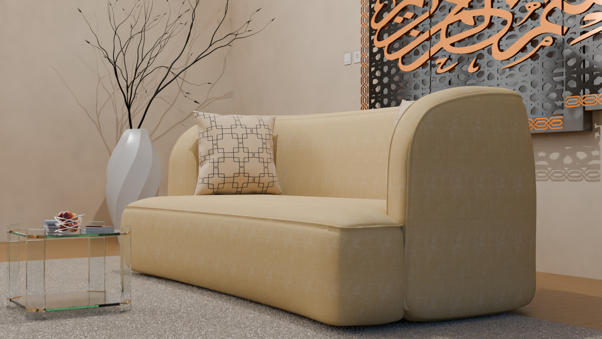 Modern Stylish Sofa - High Poly Furniture Model - architectural Low-poly 3D model_5