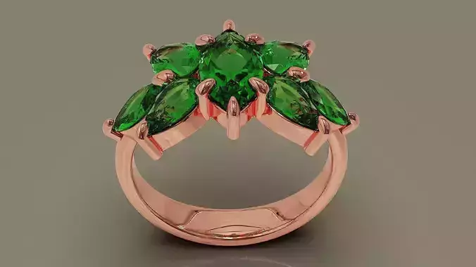 Prong set marquise and pear shape diamond seven stone ring