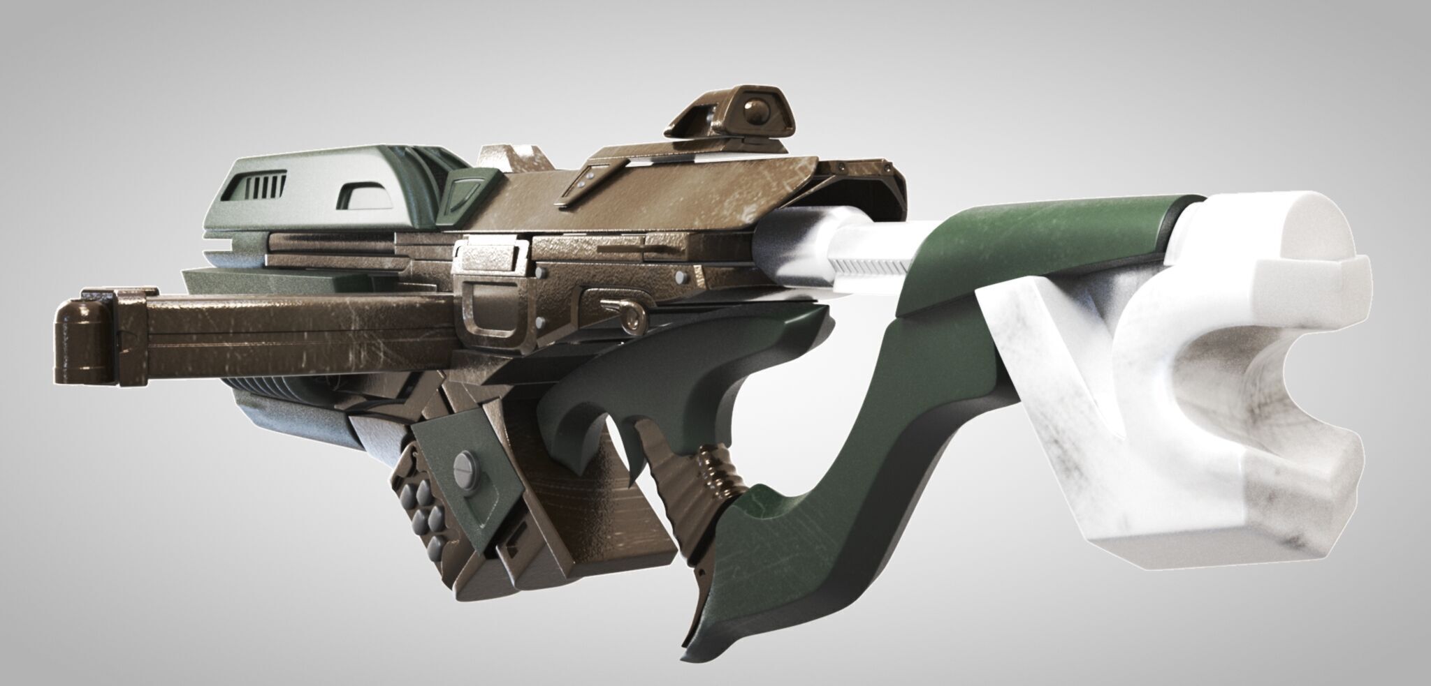 Beta Suit and Sci-Fi Gun Low-poly 3D model_14