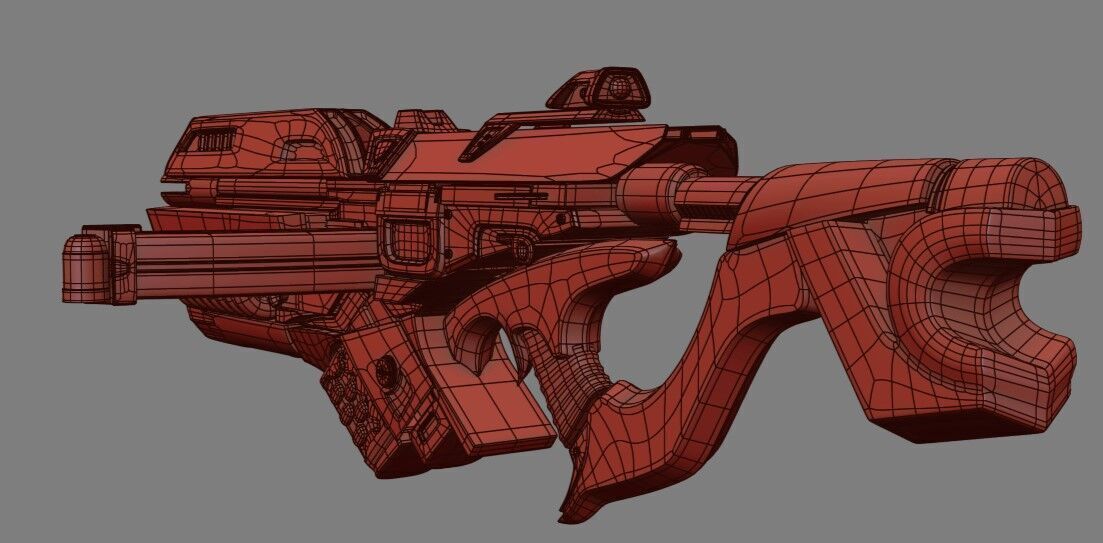 Beta Suit and Sci-Fi Gun Low-poly 3D model_15