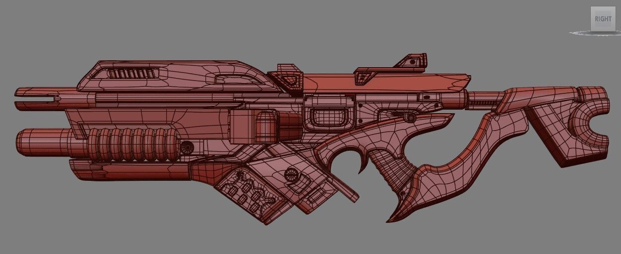Beta Suit and Sci-Fi Gun Low-poly 3D model_17