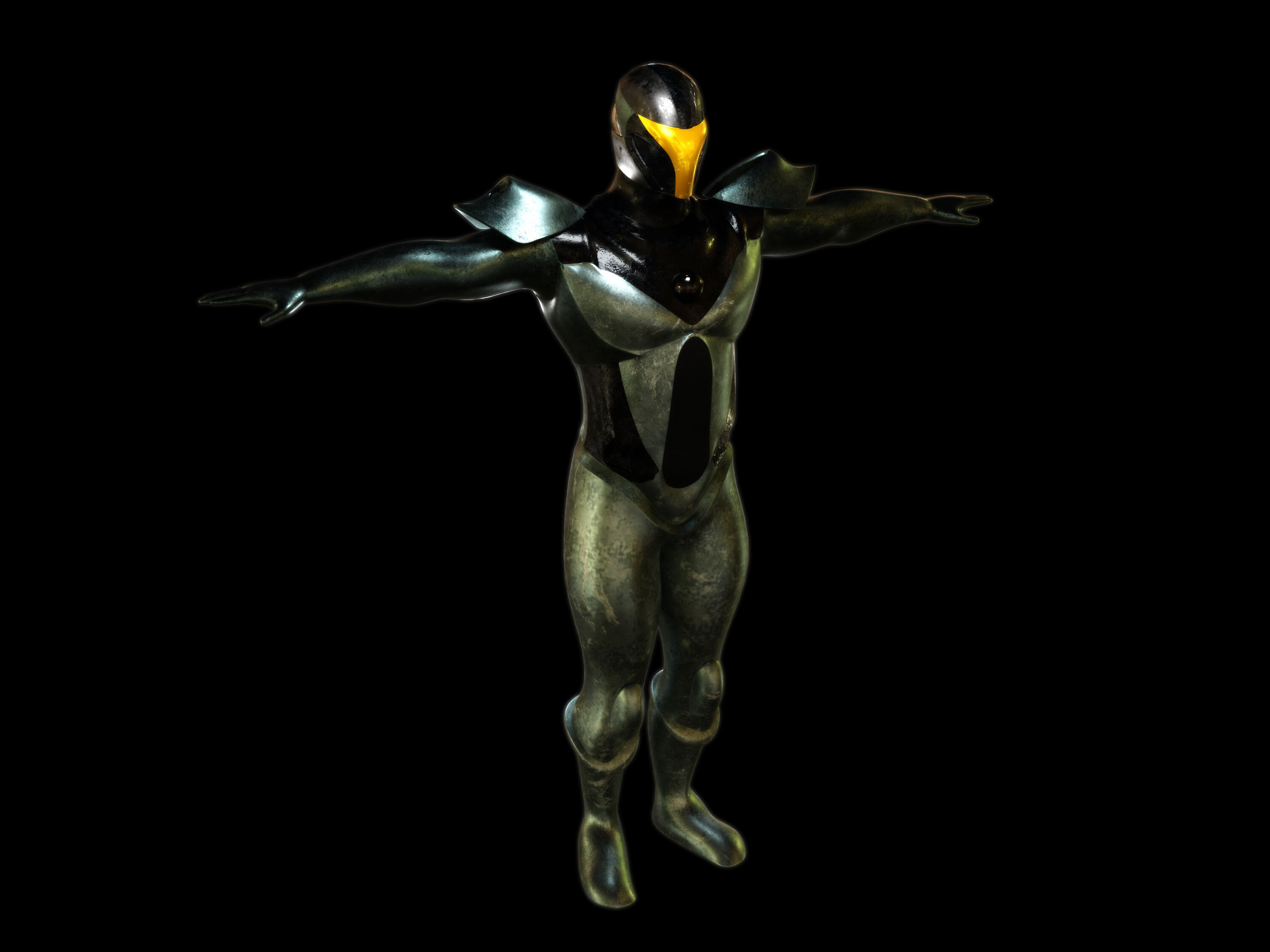 Beta Suit and Sci-Fi Gun Low-poly 3D model_4