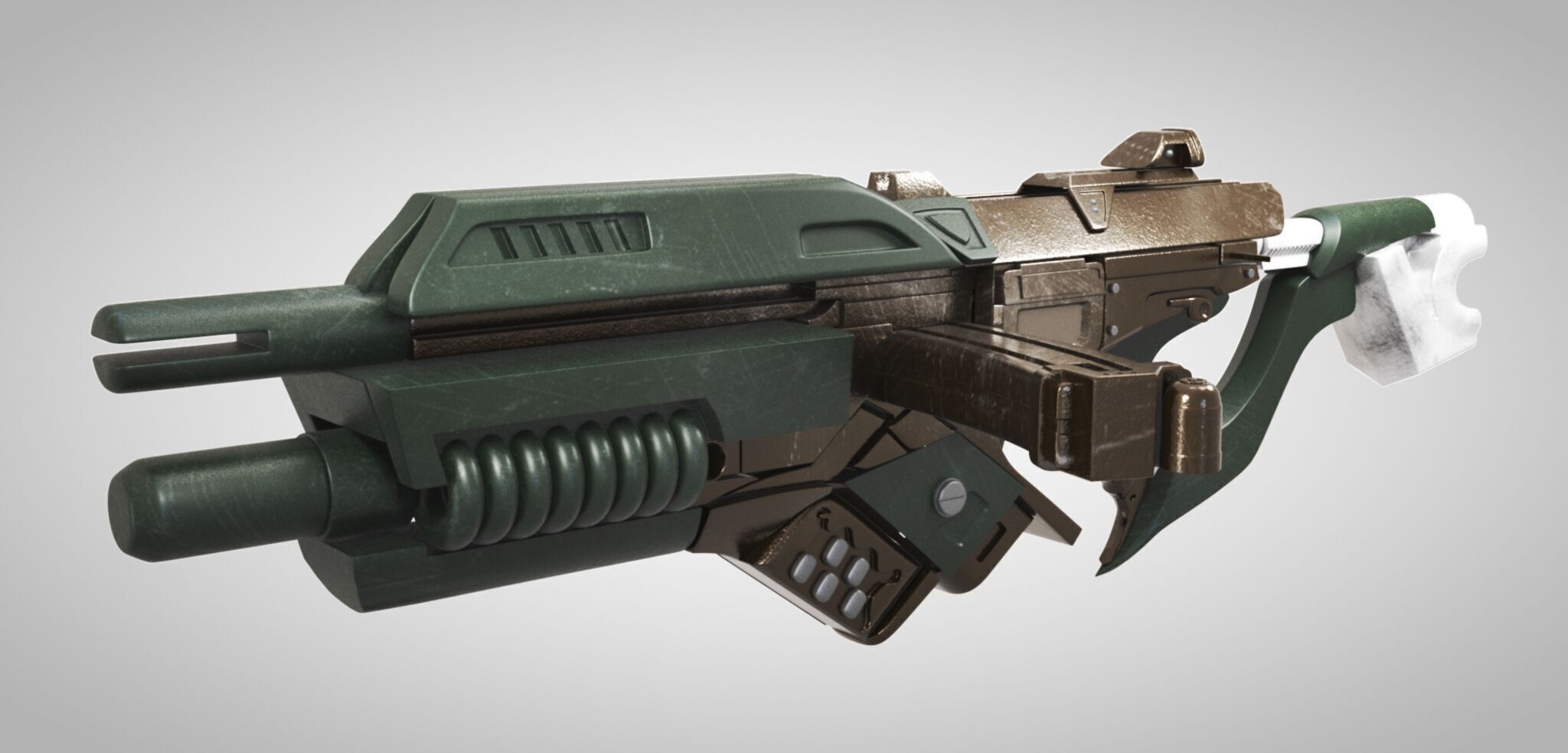 Beta Suit and Sci-Fi Gun Low-poly 3D model_12