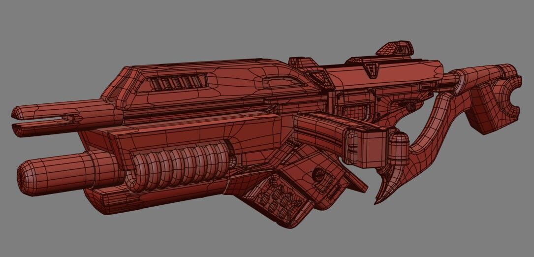 Beta Suit and Sci-Fi Gun Low-poly 3D model_13