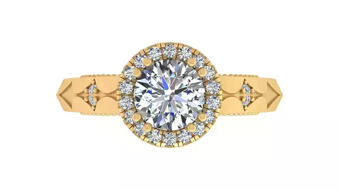 Vintage-Inspired Round Halo Diamond Engagement Ring