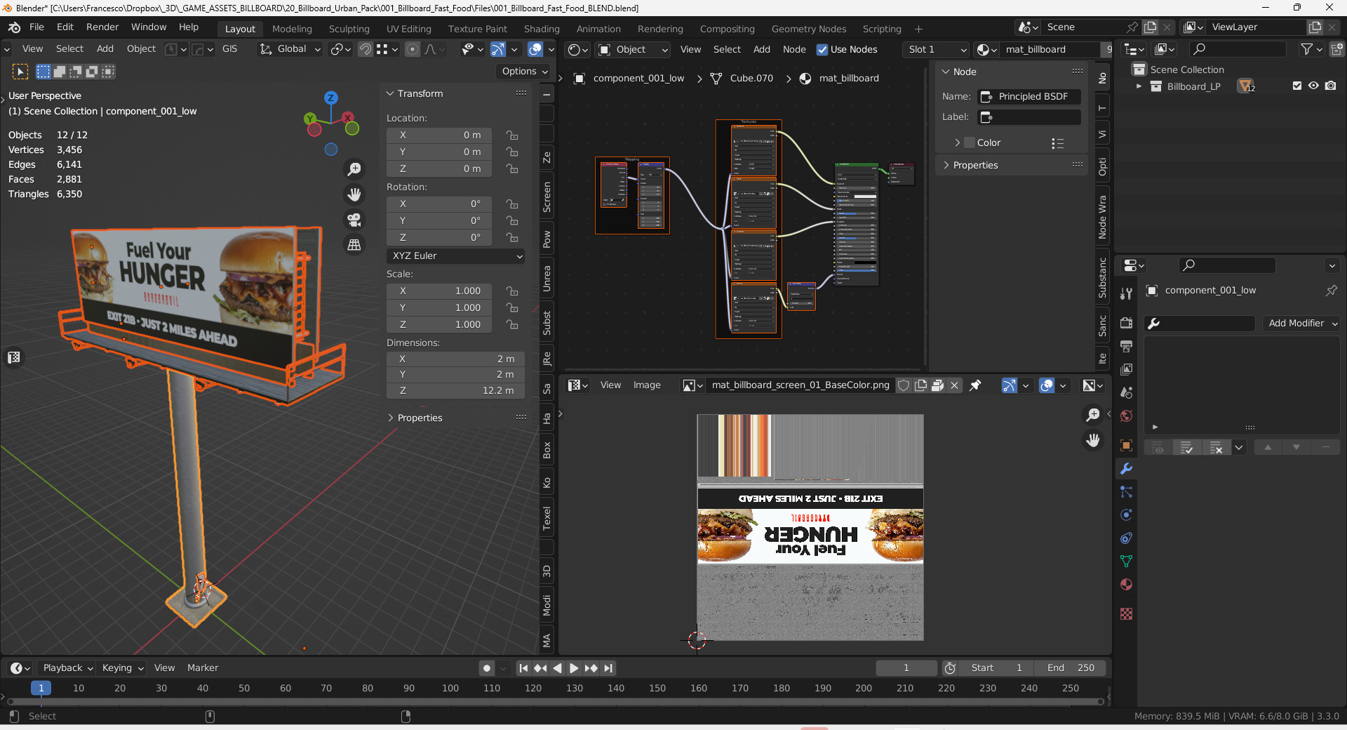 Billboard Fast Food 3D Model Low-poly 3D model_3
