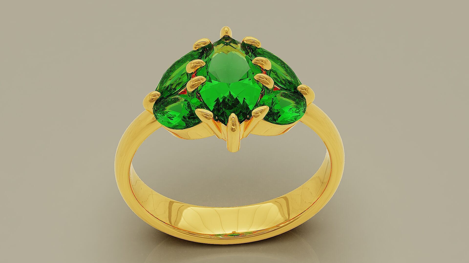 Prong set marquise shape diamond five stone ring  3D print model_5