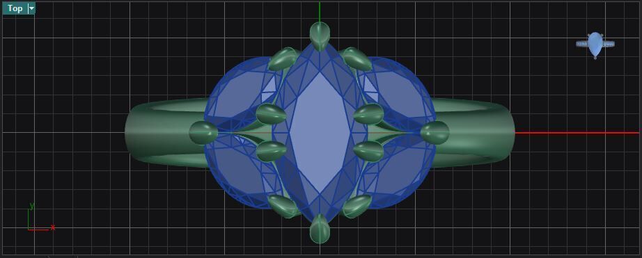 Prong set marquise shape diamond five stone ring  3D print model_26