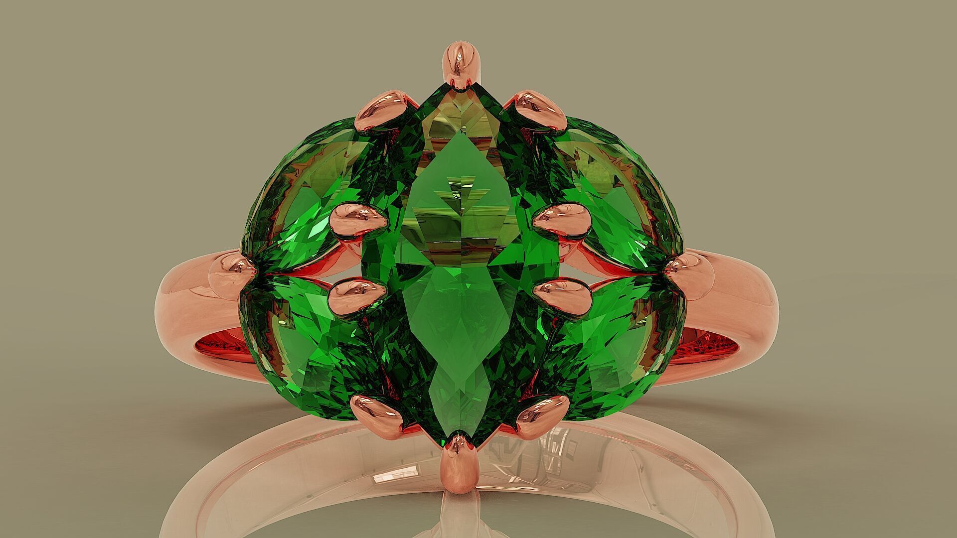 Prong set marquise shape diamond five stone ring  3D print model_11