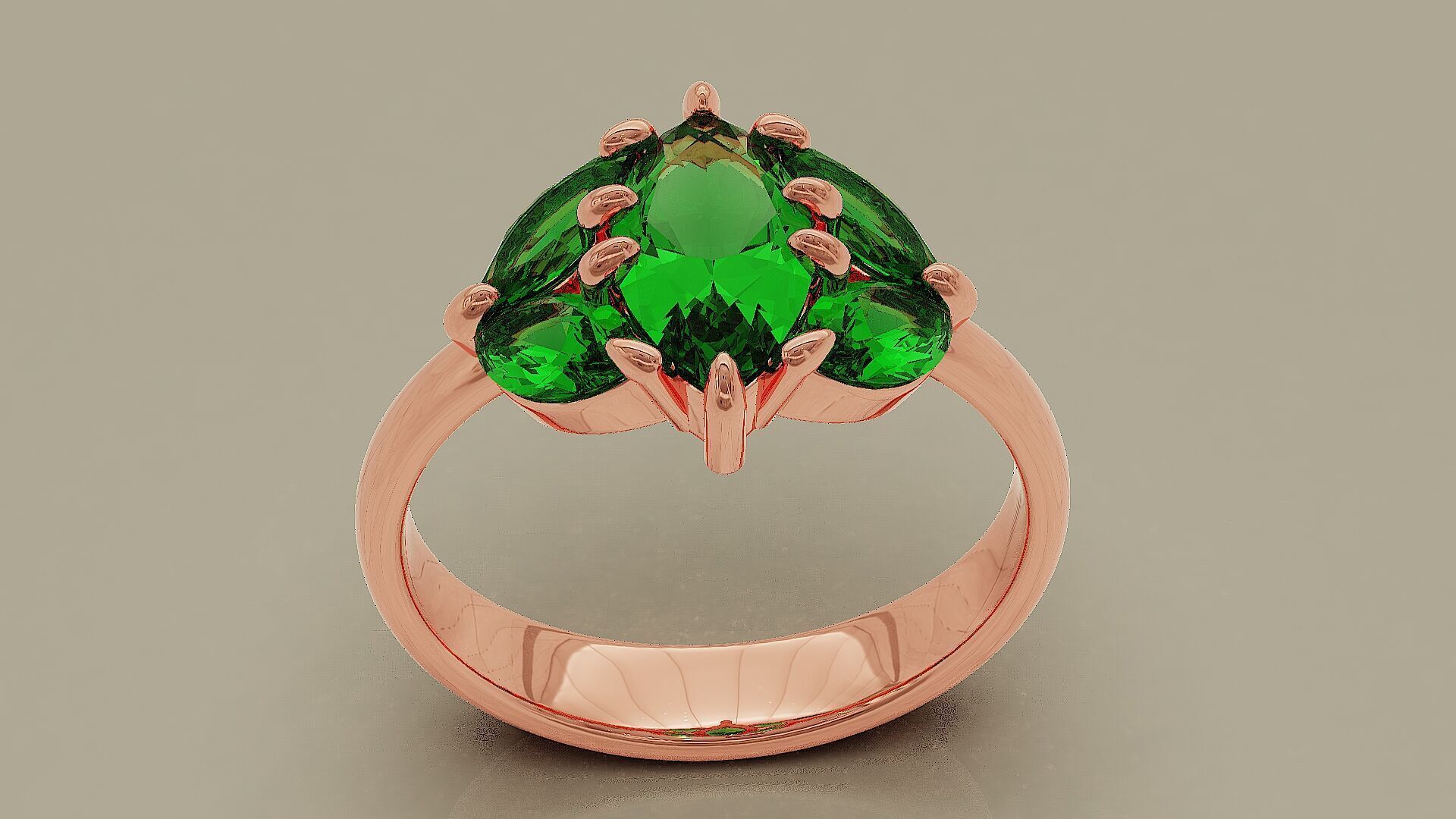 Prong set marquise shape diamond five stone ring  3D print model_13