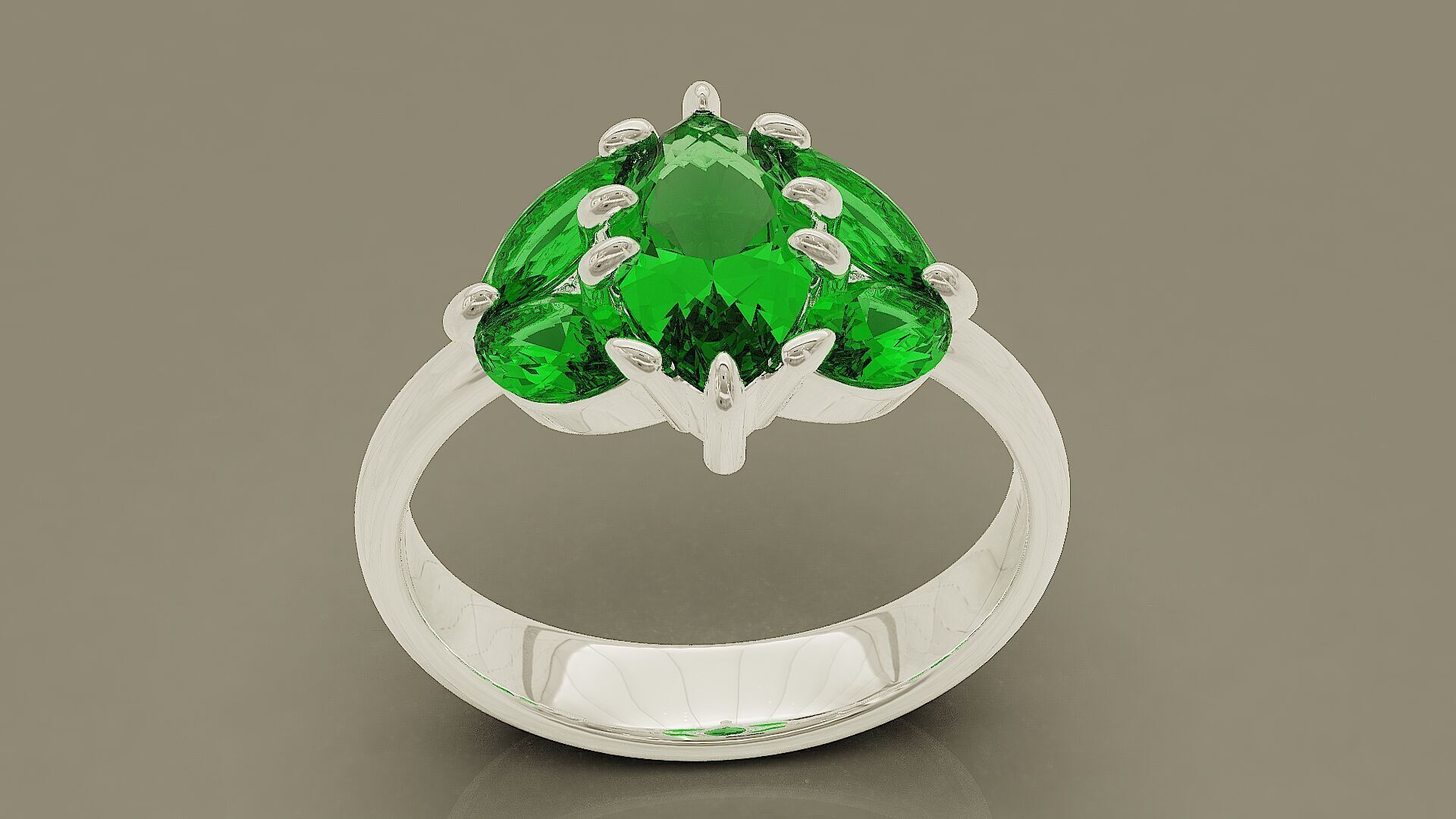 Prong set marquise shape diamond five stone ring  3D print model_9