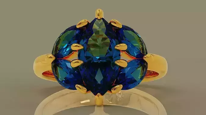 Prong set marquise shape diamond five stone ring 