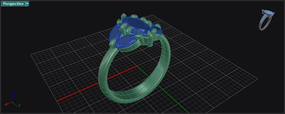 Prong set marquise shape diamond five stone ring  3D print model_23