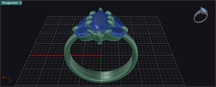 Prong set marquise shape diamond five stone ring  3D print model_27