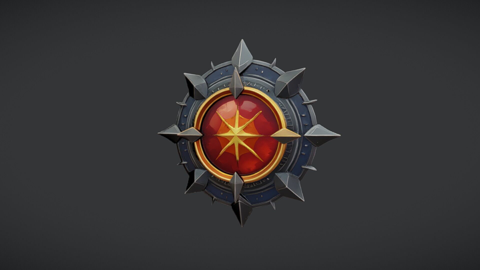 ornamental emblem with spikes 3D model_4