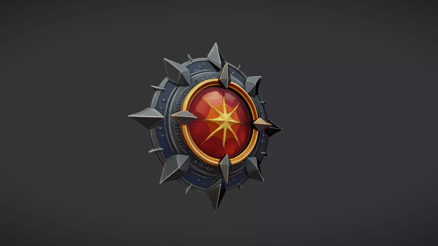 ornamental emblem with spikes 3D model_0