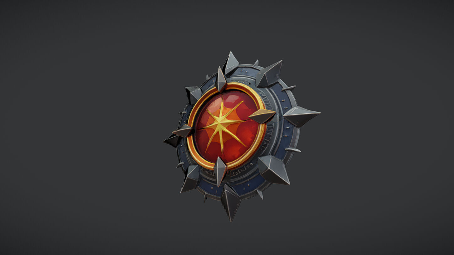 ornamental emblem with spikes 3D model_2