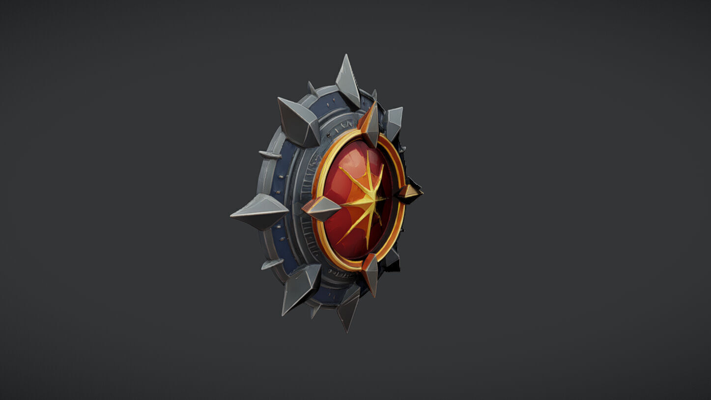 ornamental emblem with spikes 3D model_1
