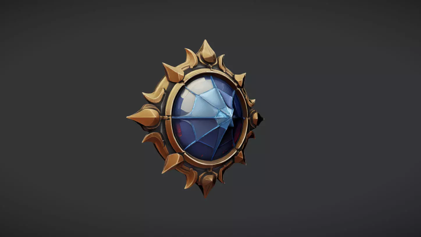 fantasy circular emblem with spikes 3D model_0