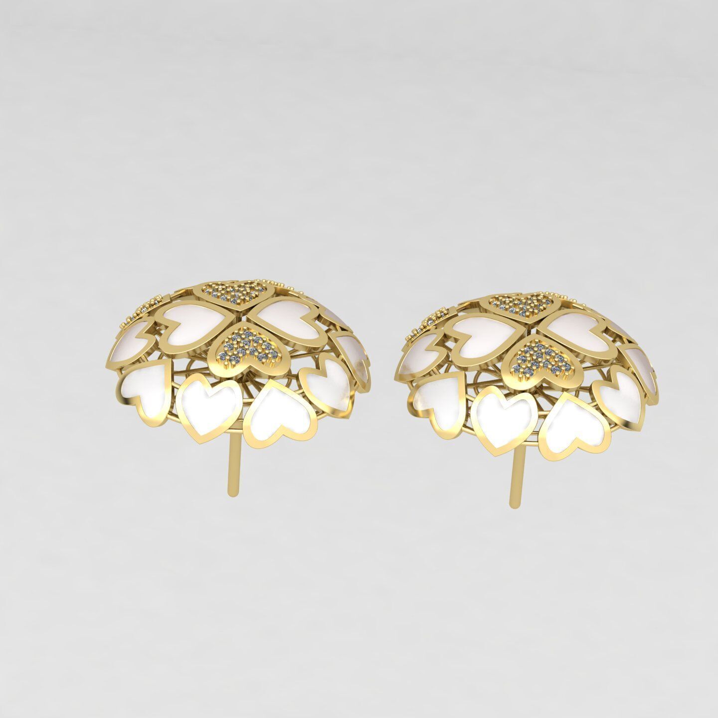 Heart earrings 01 3D print model_8